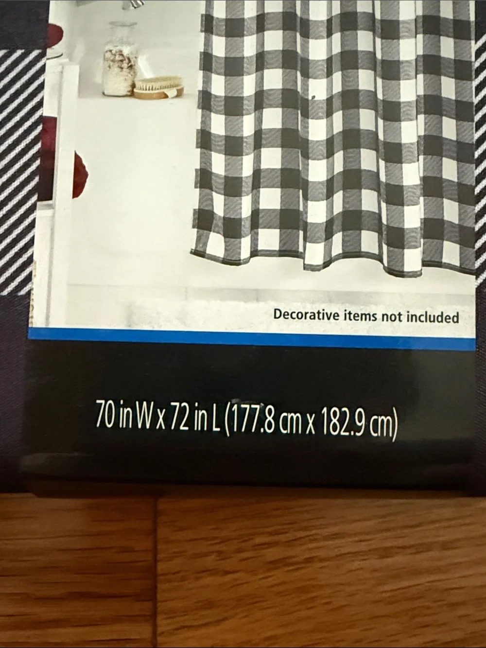 Brand New ~ Mainstays Black & White Buffalo Plaid Fabric Shower Curtain 70” x 72